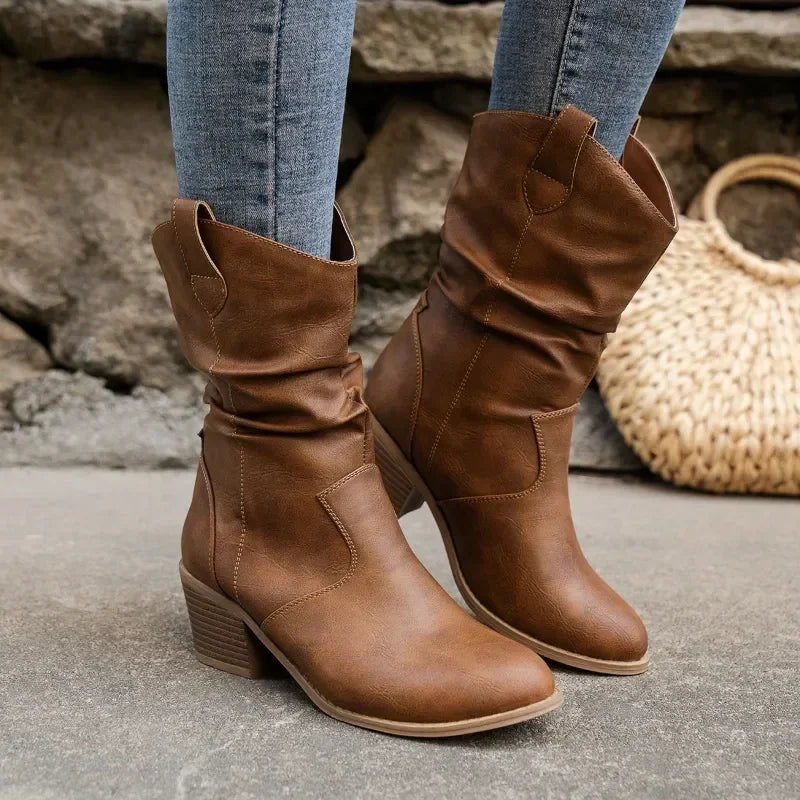 Olivia | Klassiske Mid-Calf Western Støvler