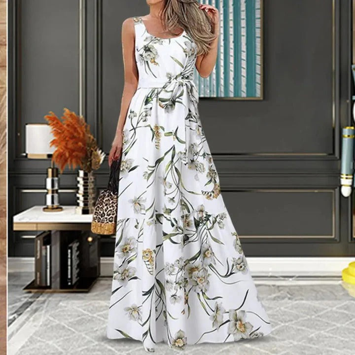 Maxi Kjole i Sort med Blomsterprint til Damer | Ideel til Sommeren
