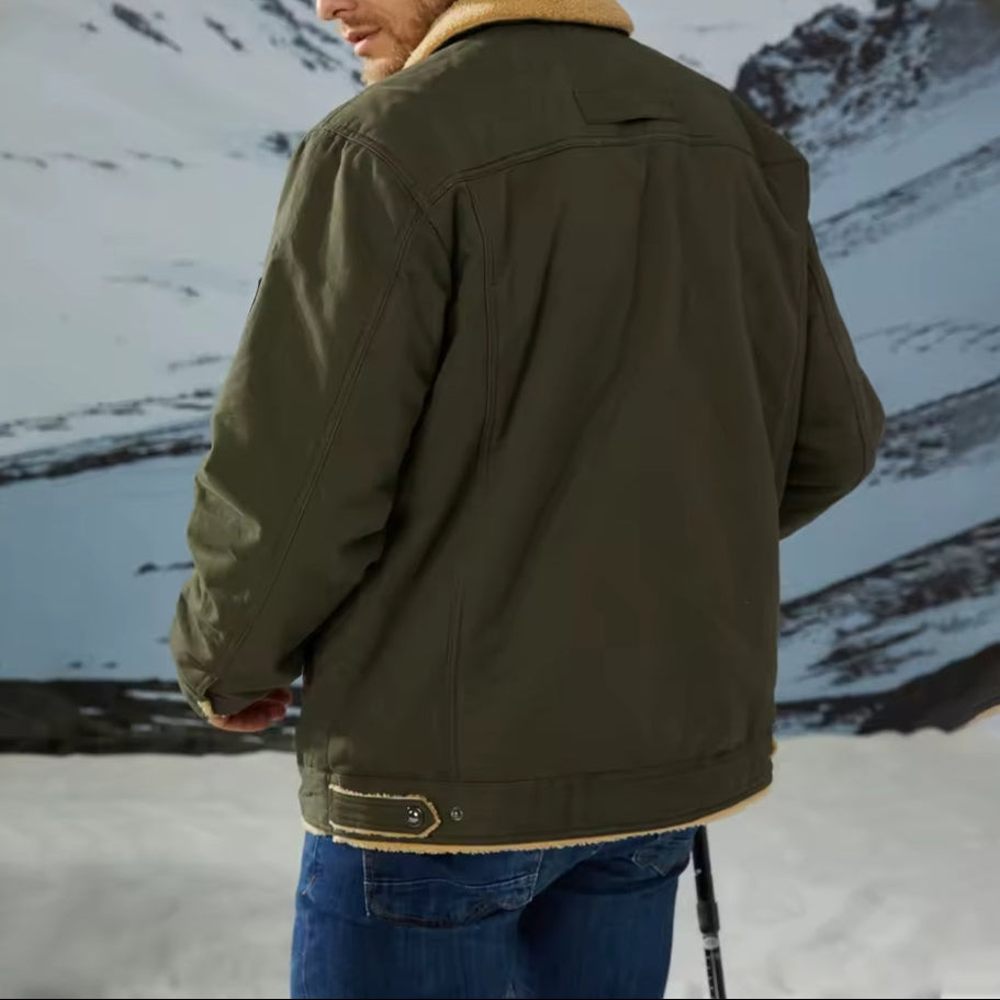 Henri Herre Vinterjakke – Varm Blouson med Sherpa Foder og Falsk Pels Krave
