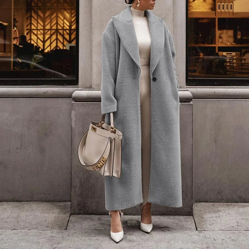 Kvinder Fleecejakke Grå Elegant Oversized Polyester