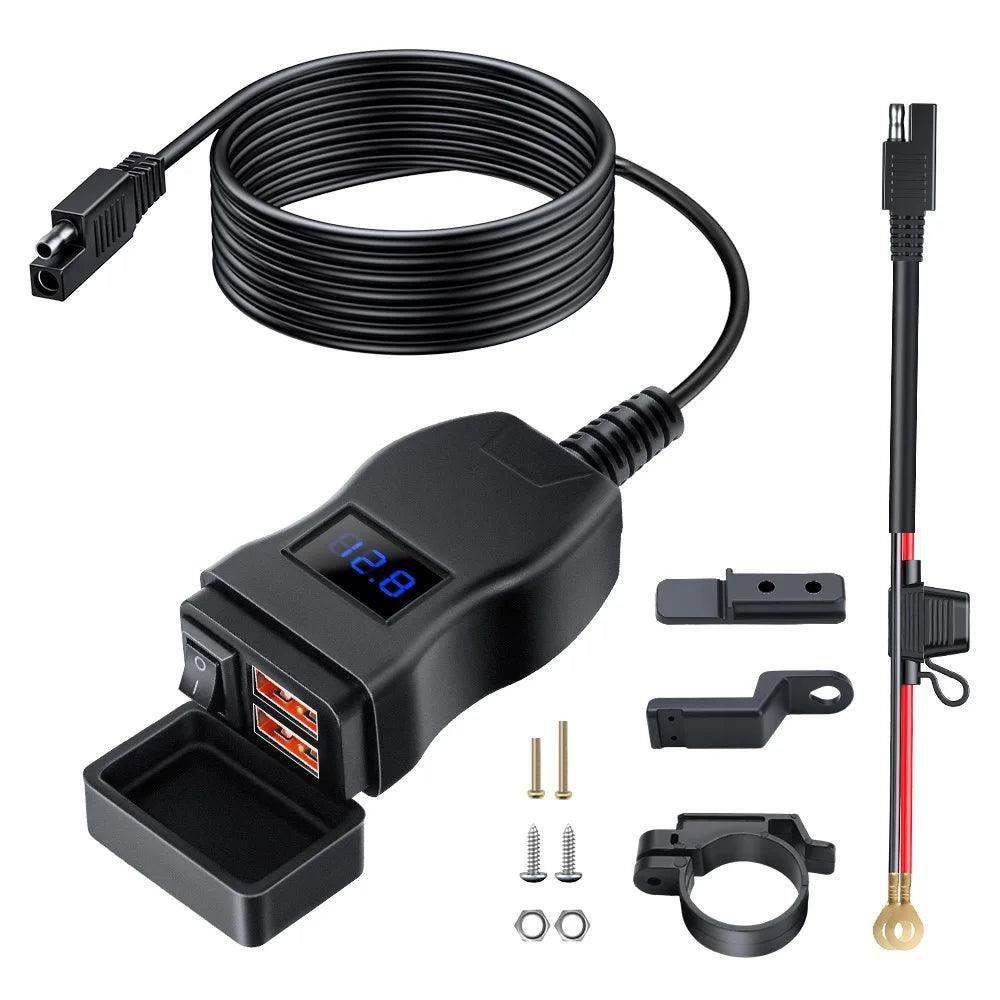LuxCharge Elite Duo | Luksus dual USB oplader til motorcykler-zarada.dk
