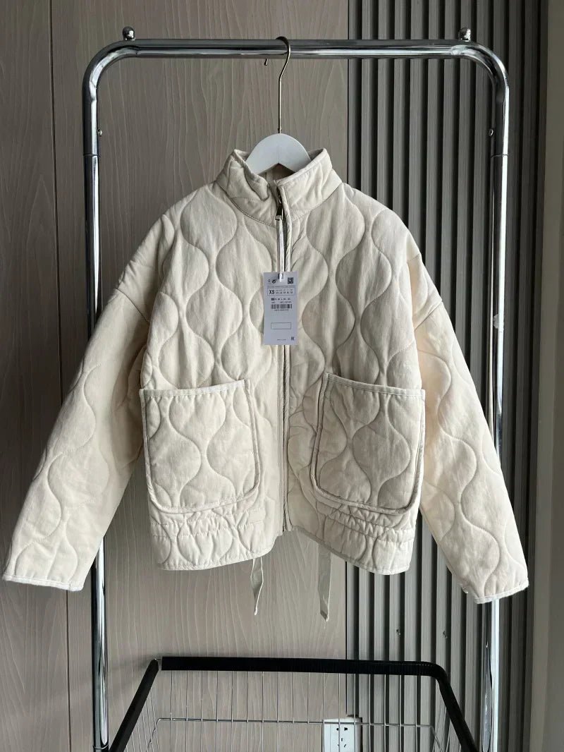 Zinnia Kvinders Vatteret Jakke – Varm Vinter Zip-Up Jakke med Justerbar Talje & Lommer