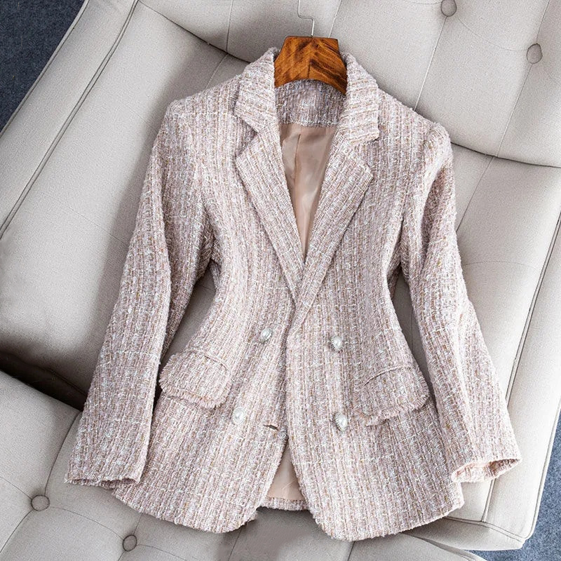 Nataly Blazer Kvinde – Elegant & Moderne Tweed Blazer til en Alsidig Chic Stil