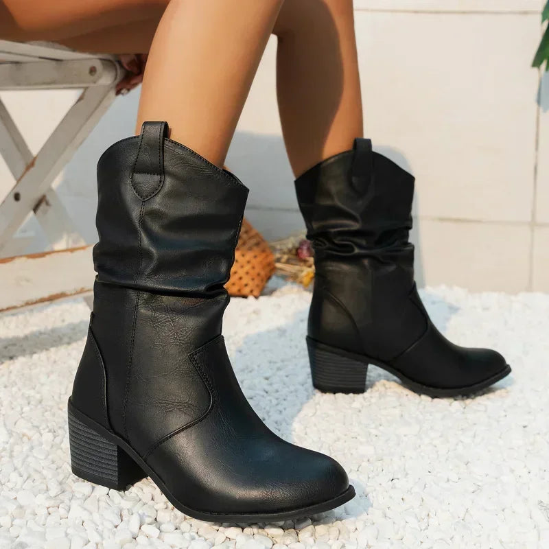 Olivia | Klassiske Mid-Calf Western Støvler