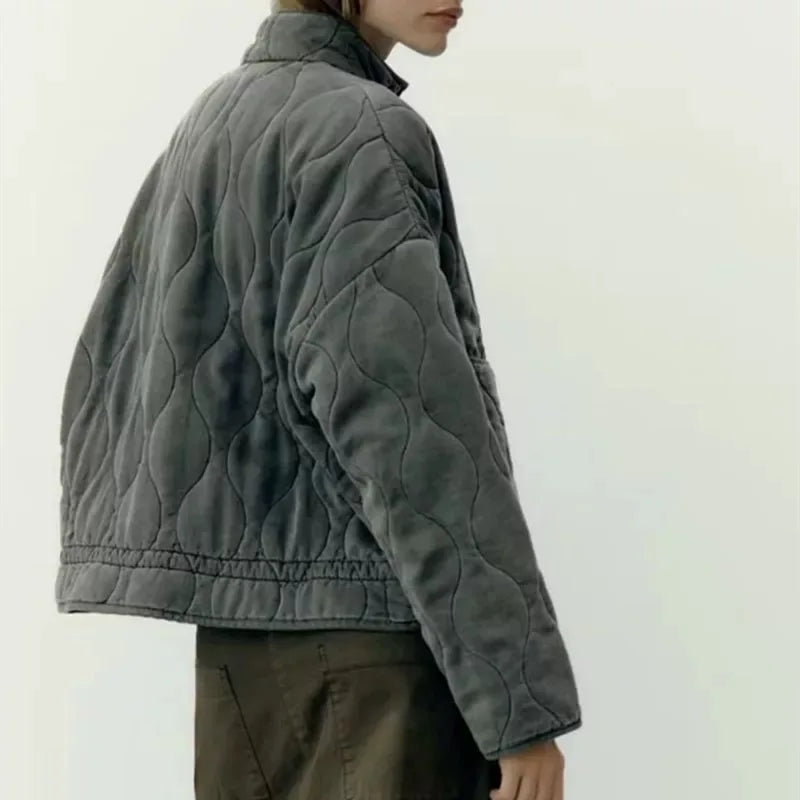 Zinnia Kvinders Vatteret Jakke – Varm Vinter Zip-Up Jakke med Justerbar Talje & Lommer