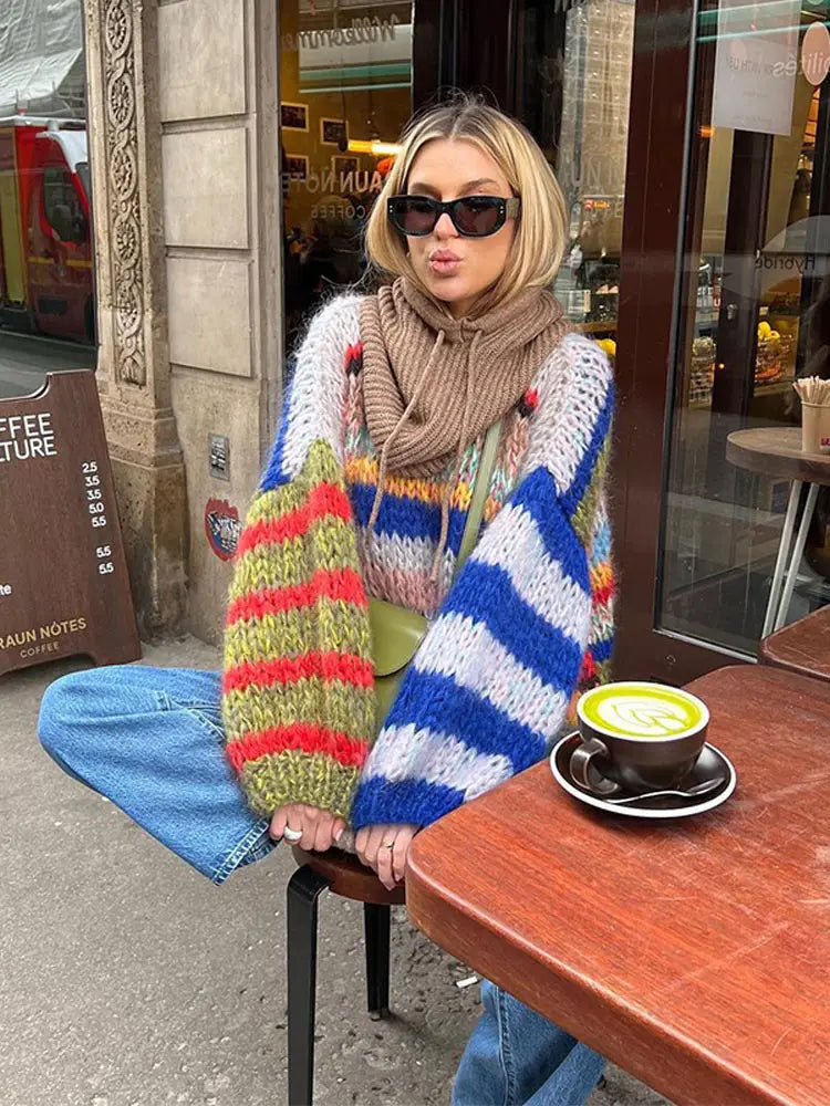 Zoé Mohair Multifarvet Sweater – Dristig & Behagelig Komfort til Kvinder