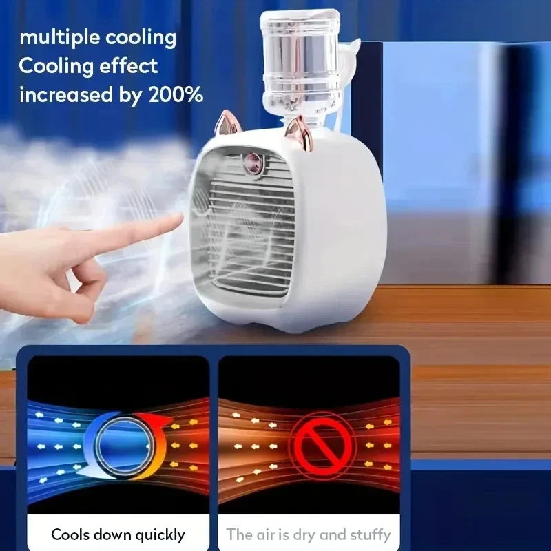 USB Mini Airconditioneringsvifte med Luftfugter til Desktop Kylning