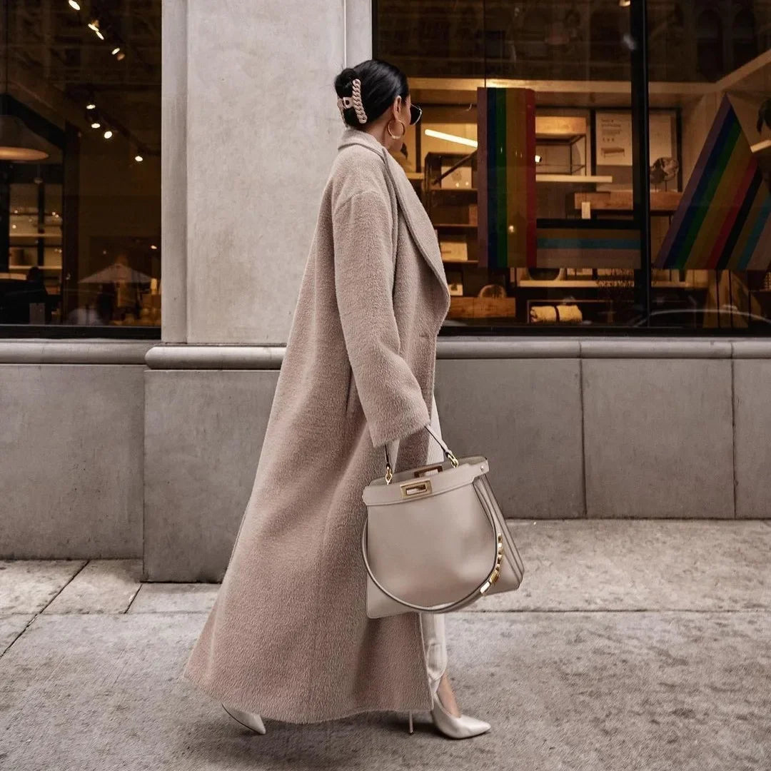 Kvinder Fleecejakke Grå Elegant Oversized Polyester
