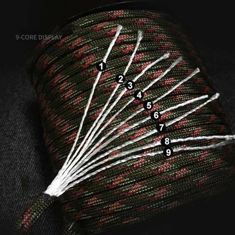 100m Norvo Survival Paracord – 9-Kern Militær 550 Paracord Snor til Udendørs & Håndværk