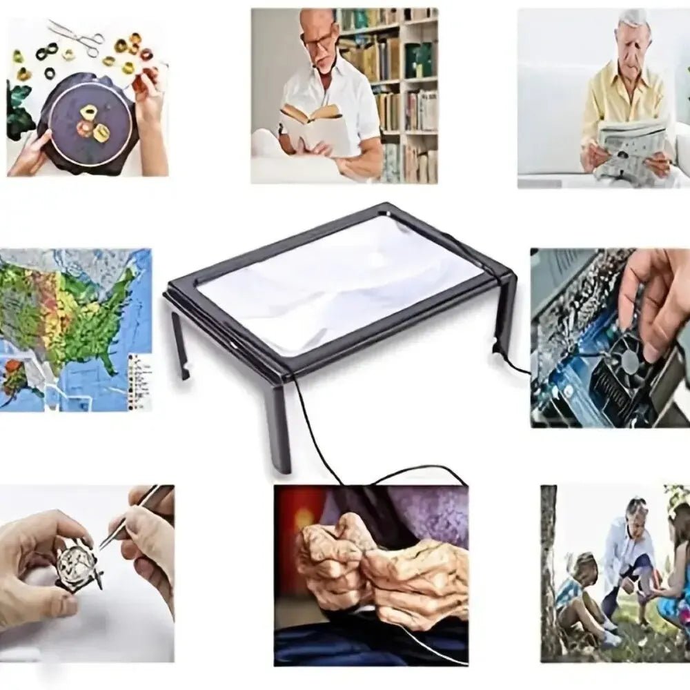 Sammenfoldelig Bordforstørrelsesglas med LED-belysning