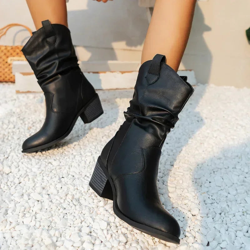 Olivia | Klassiske Mid-Calf Western Støvler