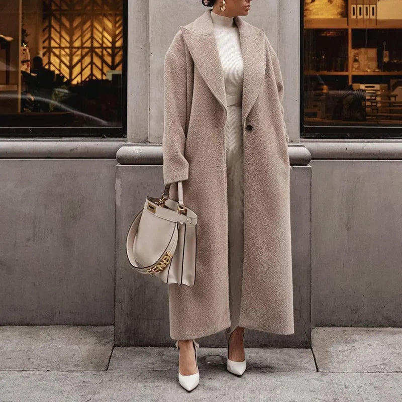 Kvinder Fleecejakke Grå Elegant Oversized Polyester