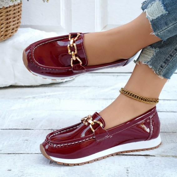 Eleanor - Skinnende Bordeaux Loafers