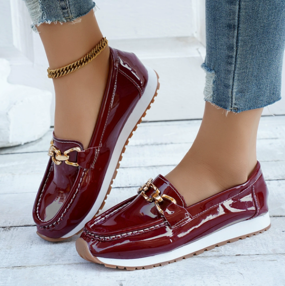 Eleanor - Skinnende Bordeaux Loafers