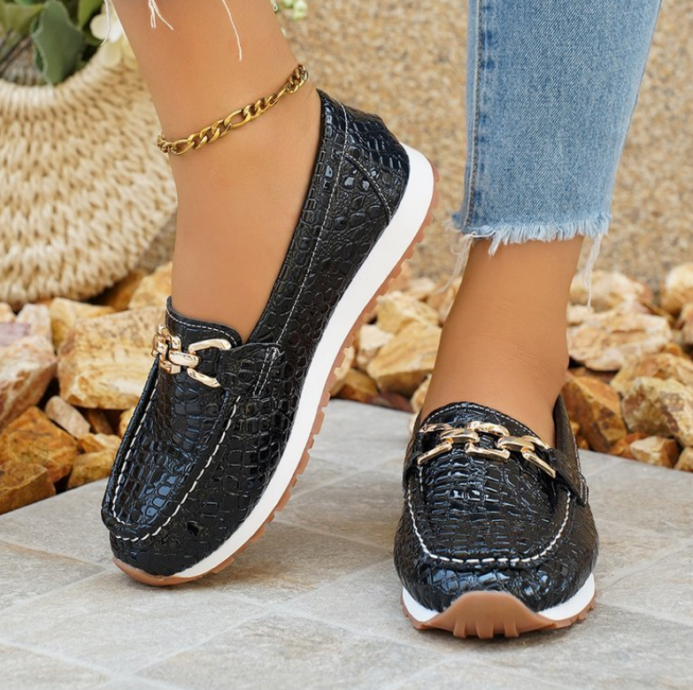 Emmy - Sorte Krokodille Loafers