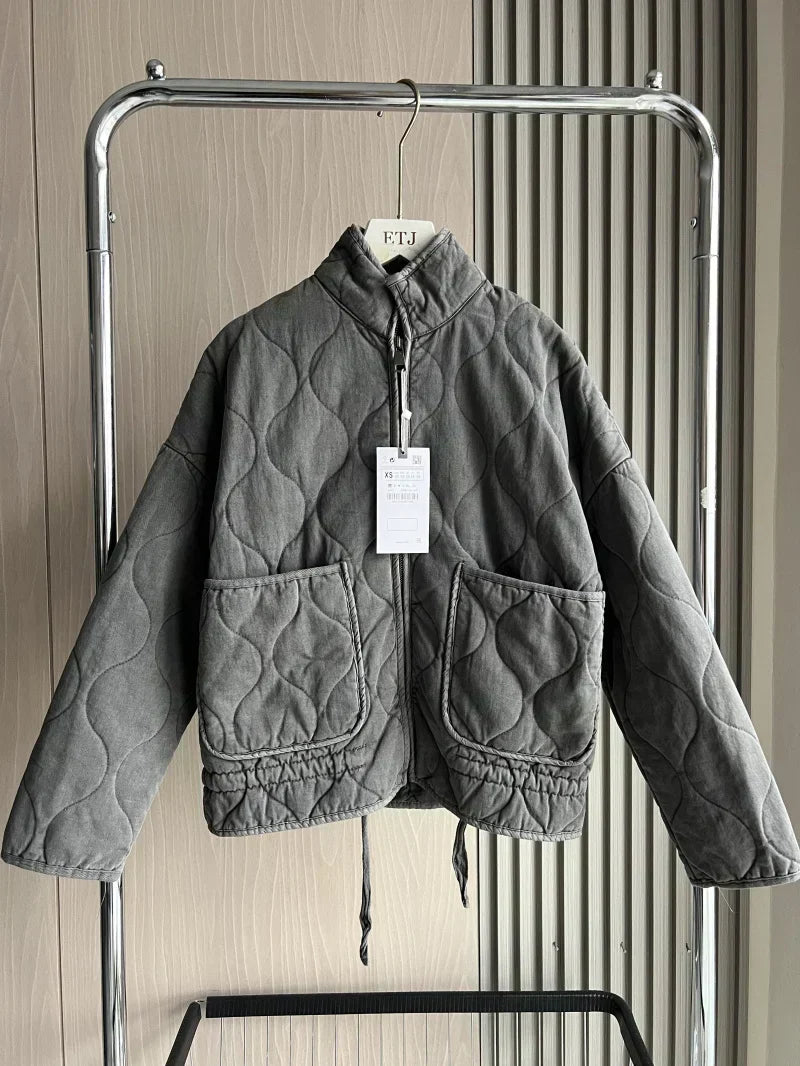 Zinnia Kvinders Vatteret Jakke – Varm Vinter Zip-Up Jakke med Justerbar Talje & Lommer
