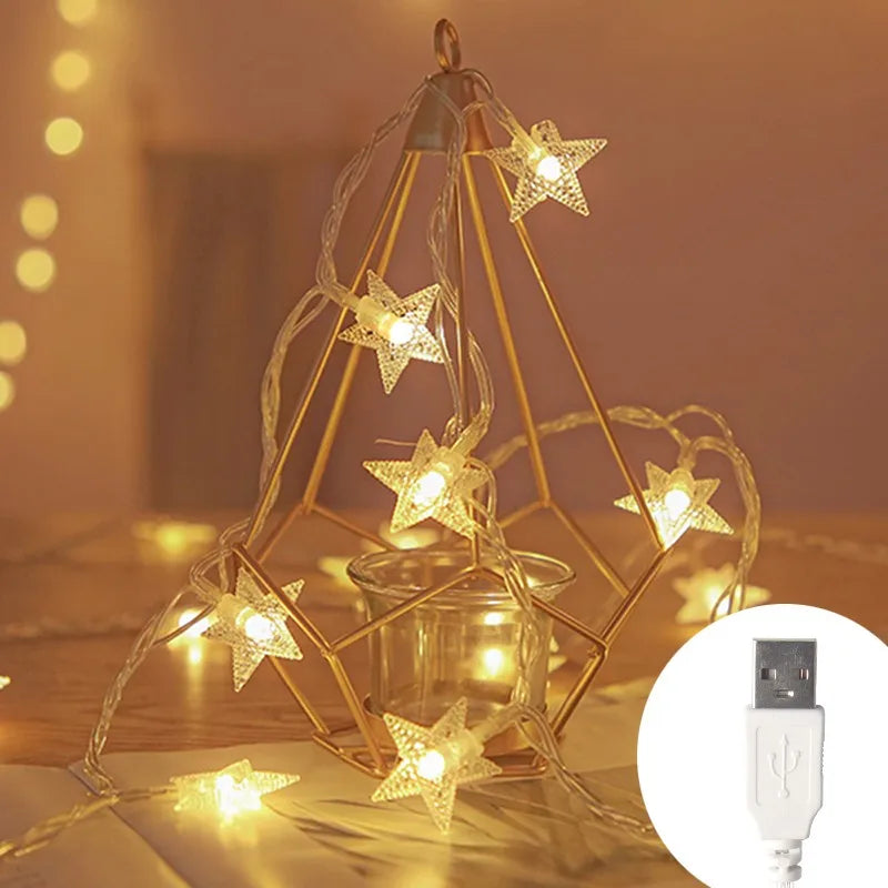 Star LED Christmas Lights – Decorative Light String for Indoor and Outdoor Use