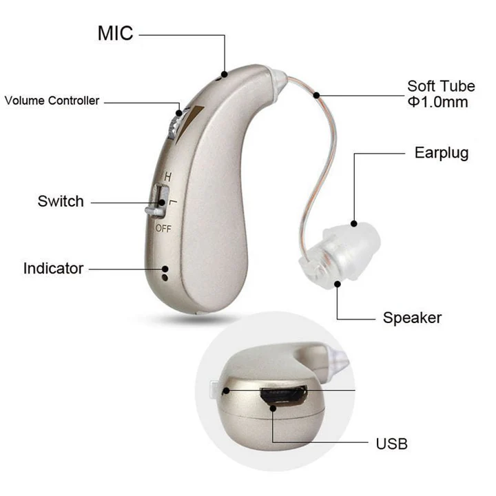 Senior Høreapparat Bluetooth Headset Med Støjdæmpning