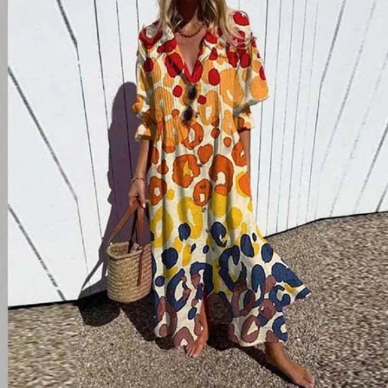Kvindernes Boho V-Hals Maxi Kjole - Let, Luftig & Alsidig