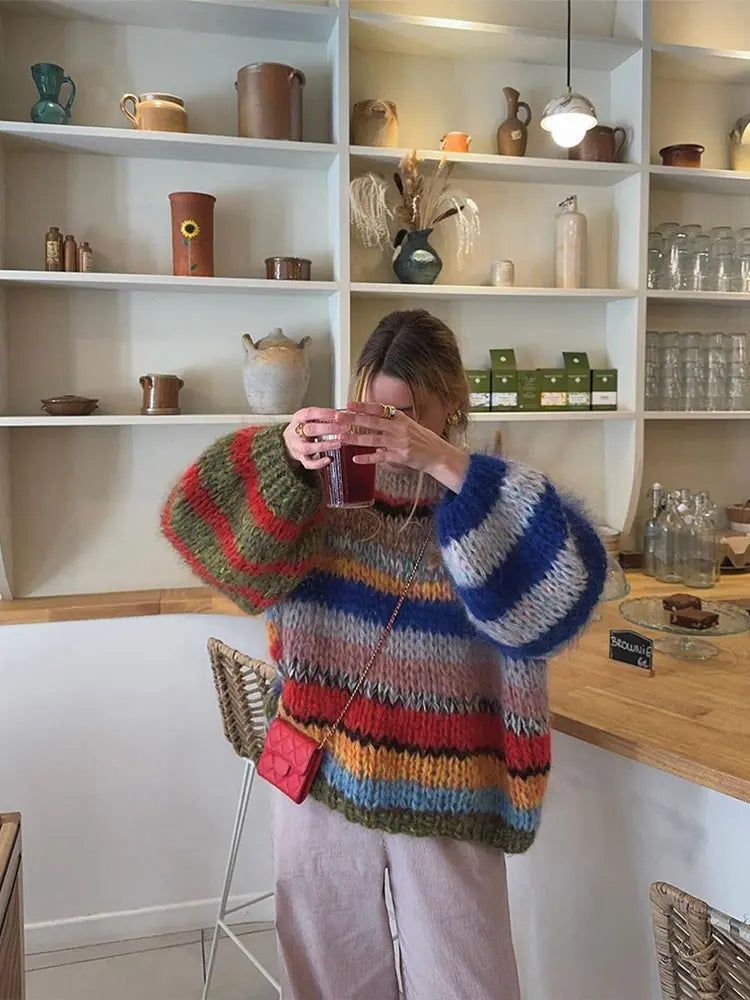 Zoé Mohair Multifarvet Sweater – Dristig & Behagelig Komfort til Kvinder