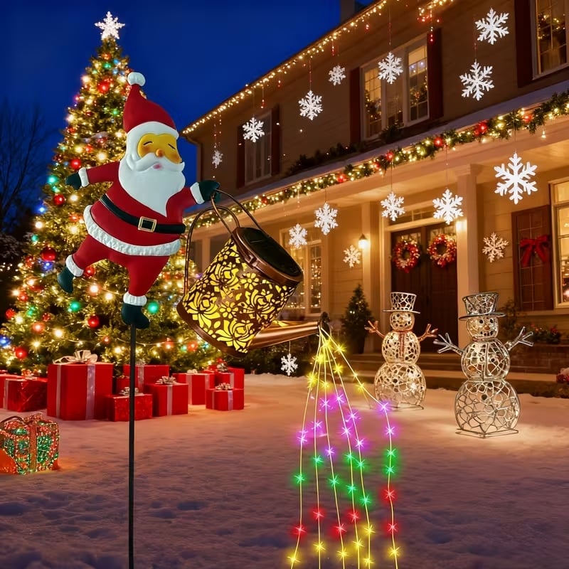 Solar Santa Vandkande Lanterne til Vinterhave Dekoration