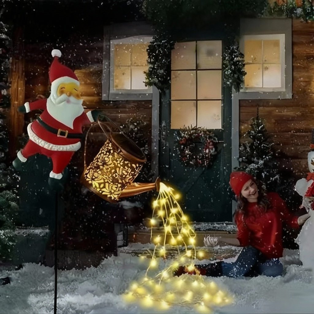 Solar Santa Vandkande Lanterne til Vinterhave Dekoration