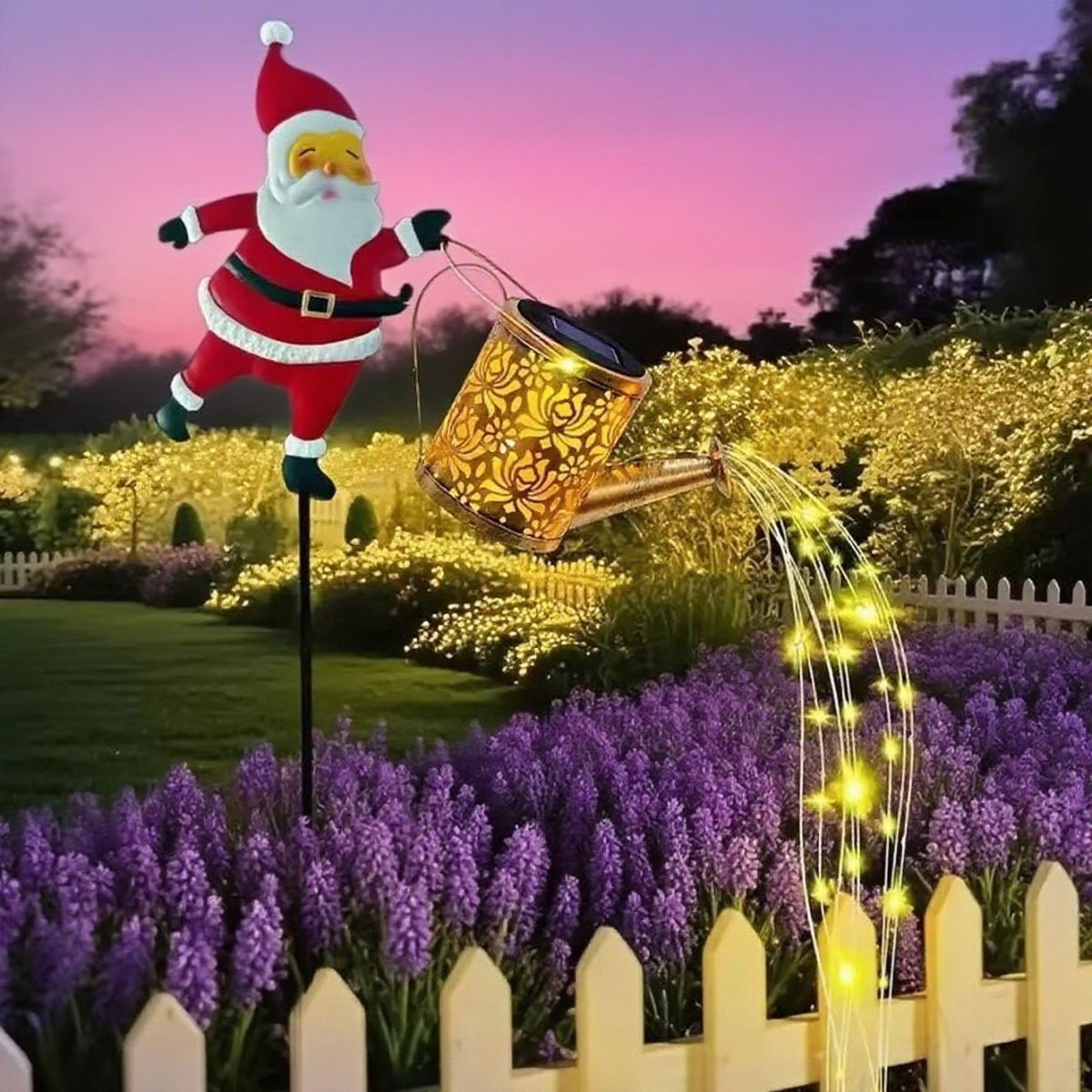 Solar Santa Vandkande Lanterne til Vinterhave Dekoration