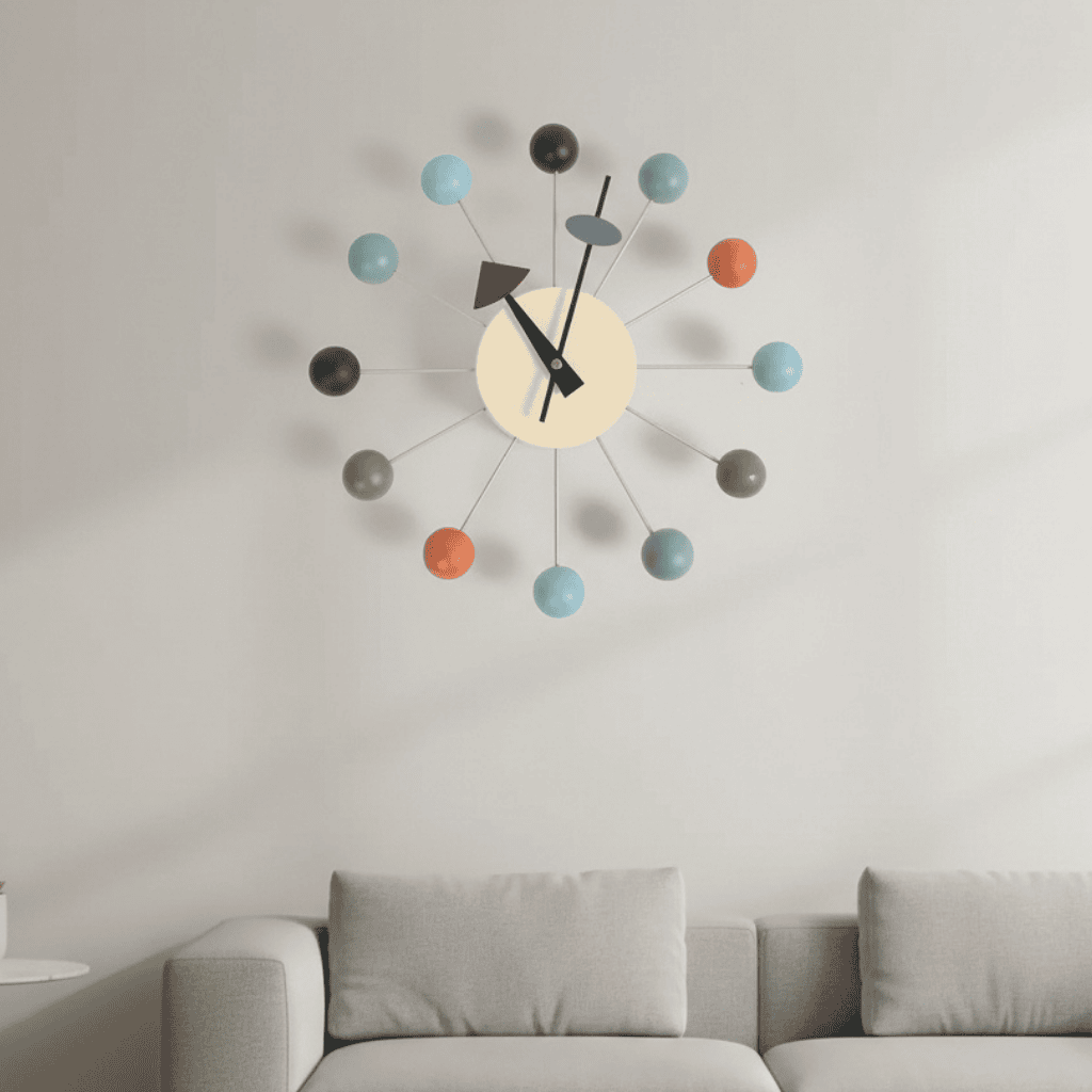 Stort Vægur med Sunburst Design og Lydløst Urværk til Moderne Indretning