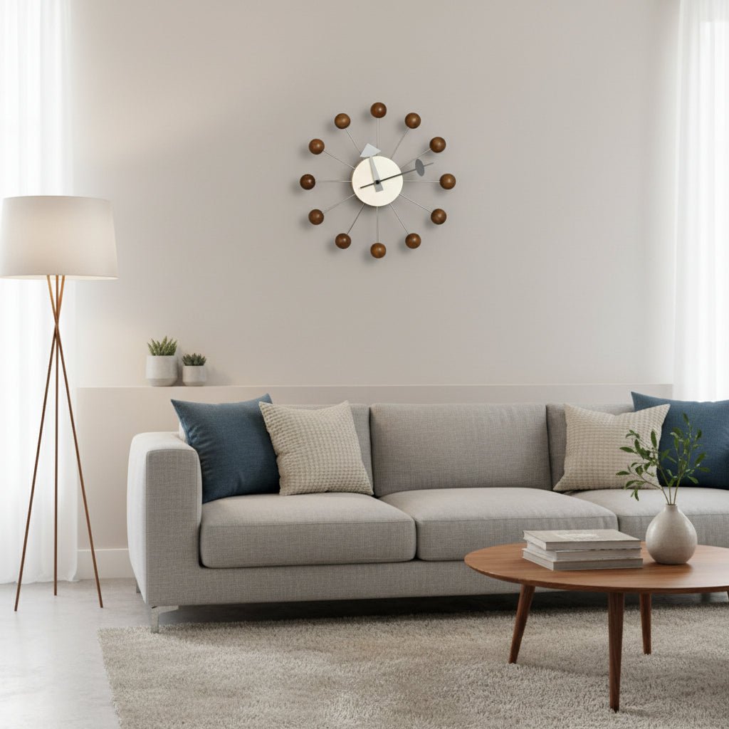 Stort Vægur med Sunburst Design og Lydløst Urværk til Moderne Indretning