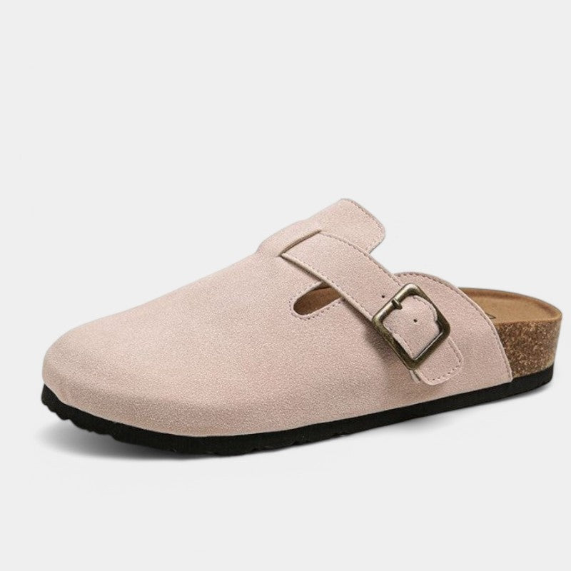 Unisex Suede Klipklapper – Justerbart Rem, Polstret Sål & Skridsikker Bund