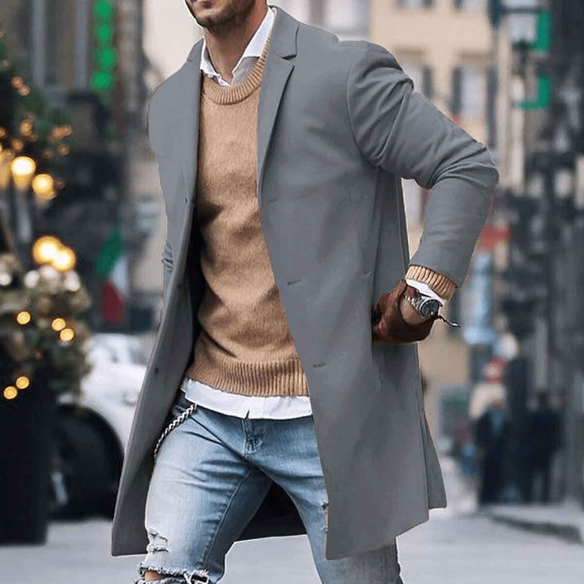 Norlan Herre Enkeltknappet Frakke – Slim Fit & Moderne Stil