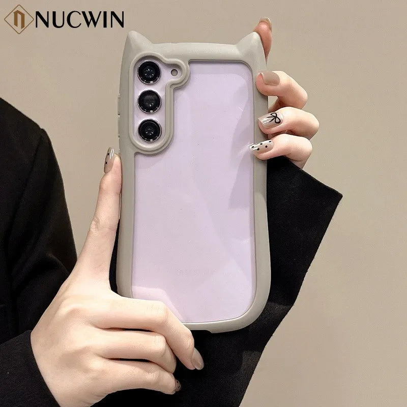 Telefoncover med 3D Katteøre til Samsung Galaxy S23, S24 S25 Plus