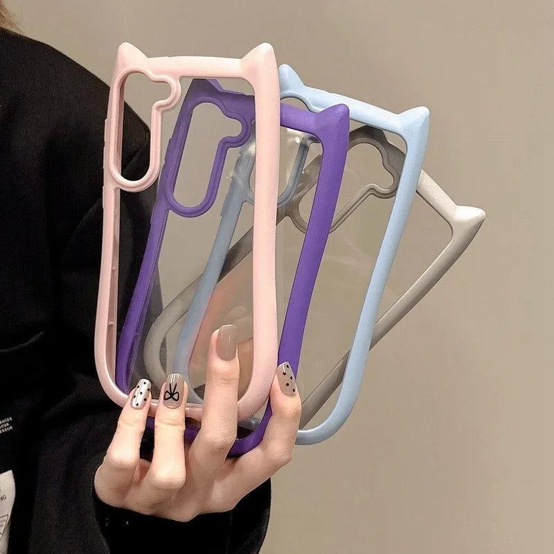 Telefoncover med 3D Katteøre til Samsung Galaxy S23, S24 S25 Plus
