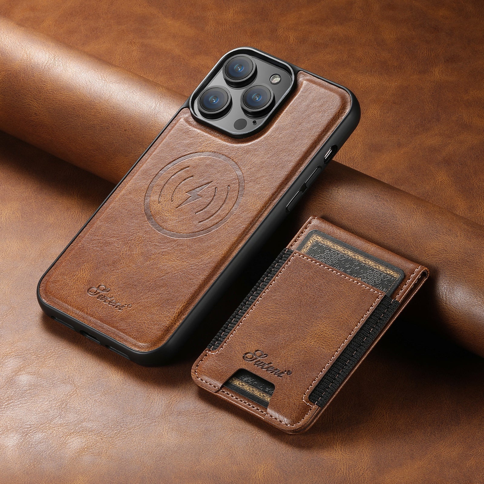 Telefoncover med Kaartholder i Læder