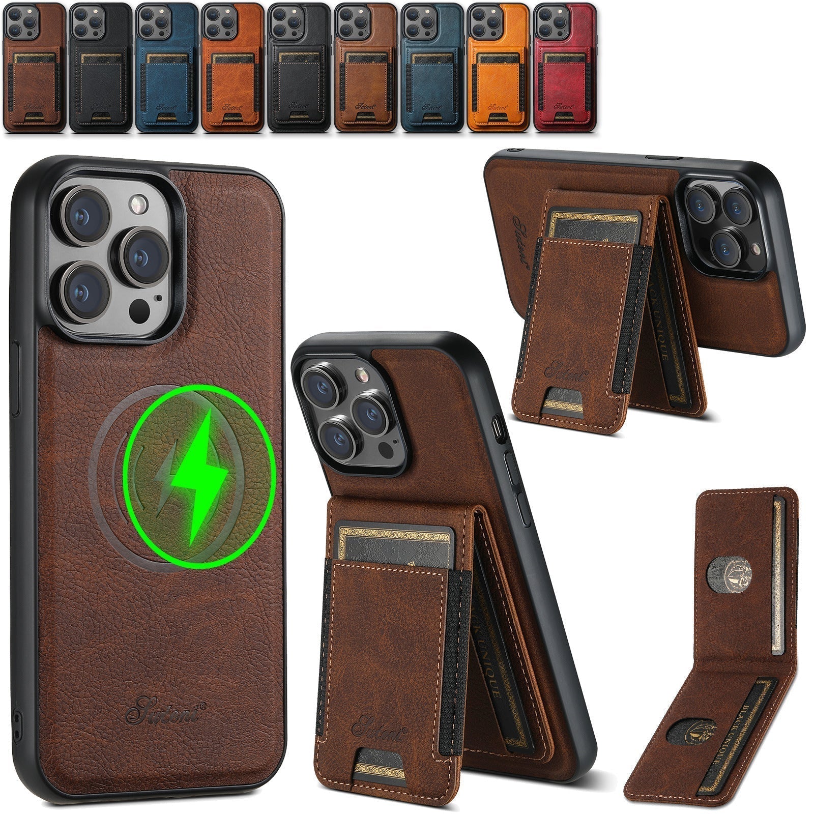 Telefoncover med Kaartholder i Læder