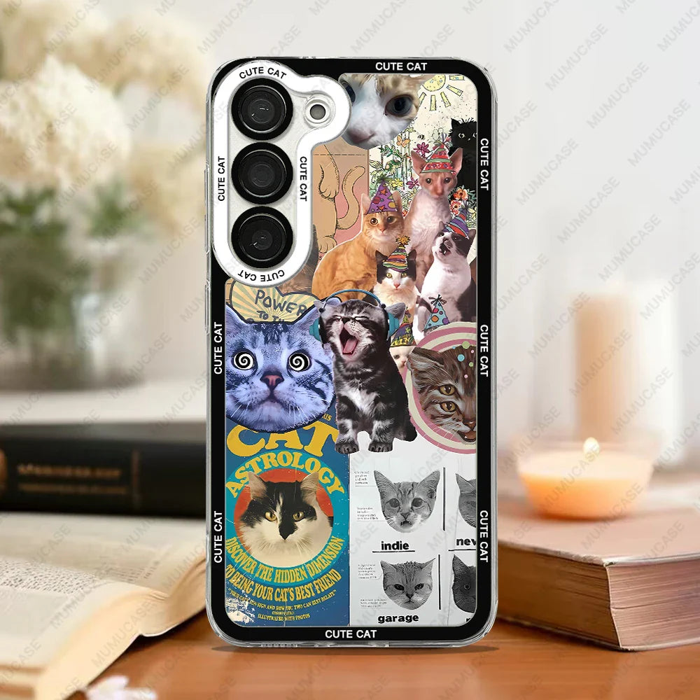 Telefoncover til Samsung Galaxy S20, S21 S22, S23, S24, S25, med Kat Collage Design
