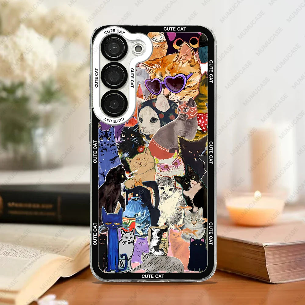 Telefoncover til Samsung Galaxy S20, S21 S22, S23, S24, S25, med Kat Collage Design