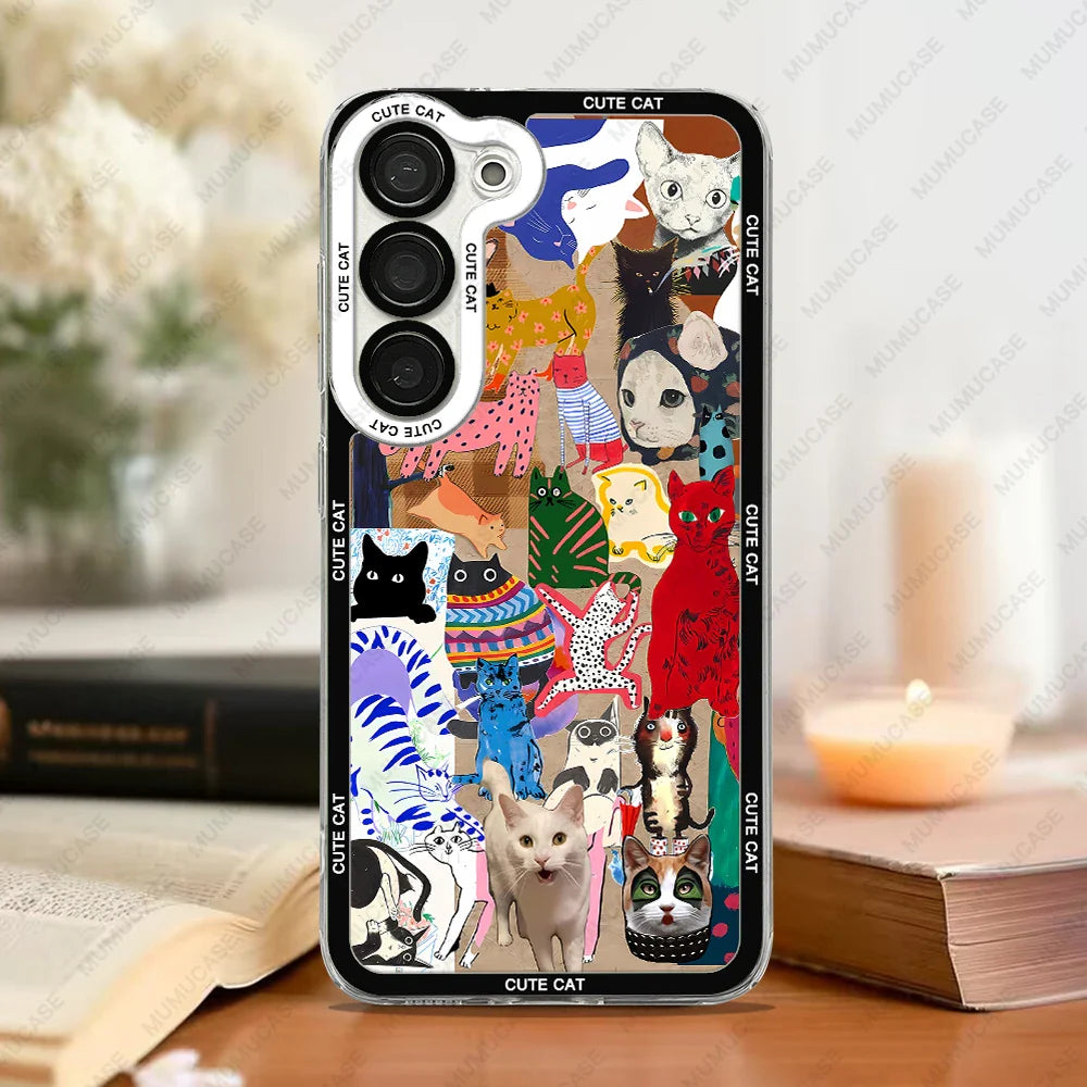 Telefoncover til Samsung Galaxy S20, S21 S22, S23, S24, S25, med Kat Collage Design