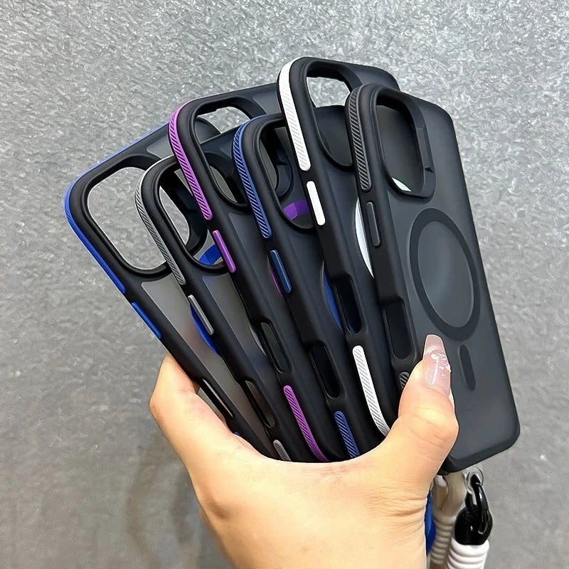 Telefoncover til iPhone 11, 12, 13, 14, 15, 16, 17 Pro Max Plus med Lanyard og Magnetisk Design