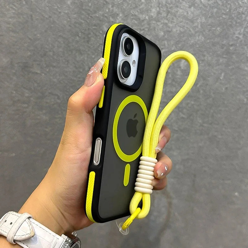 Telefoncover til iPhone 11, 12, 13, 14, 15, 16, 17 Pro Max Plus med Lanyard og Magnetisk Design