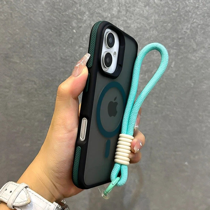 Telefoncover til iPhone 11, 12, 13, 14, 15, 16, 17 Pro Max Plus med Lanyard og Magnetisk Design