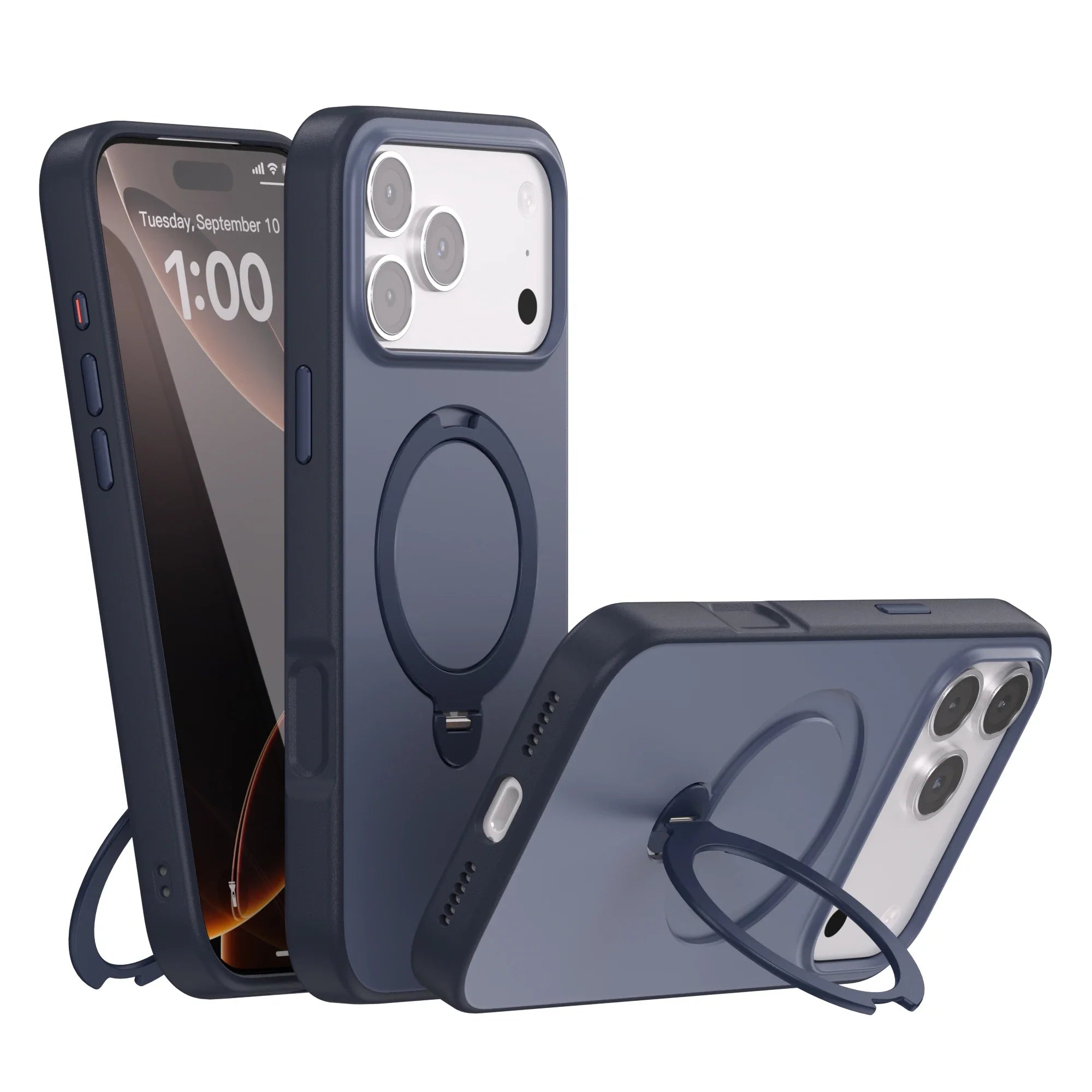 Telefoncover til iPhone  14, 15, 16, 17 Pro Max med Roterende Stativ