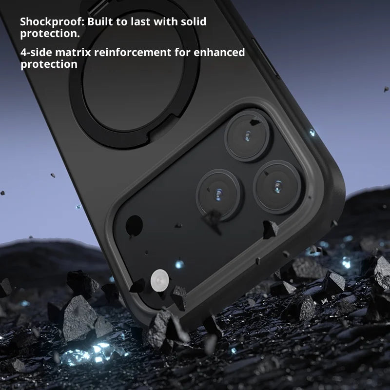 Telefoncover til iPhone  14, 15, 16, 17 Pro Max med Roterende Stativ
