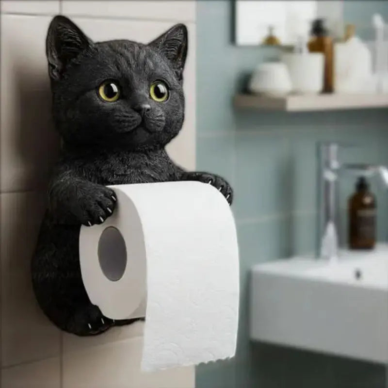 Toiletrulleholder Kattehoved Design Vægmonteret til Badeværelse