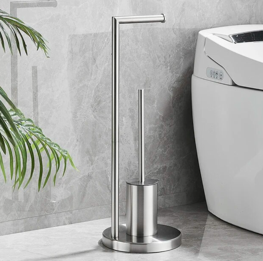 Toiletrulleholder med Integreret Børste til Moderne Badeværelse