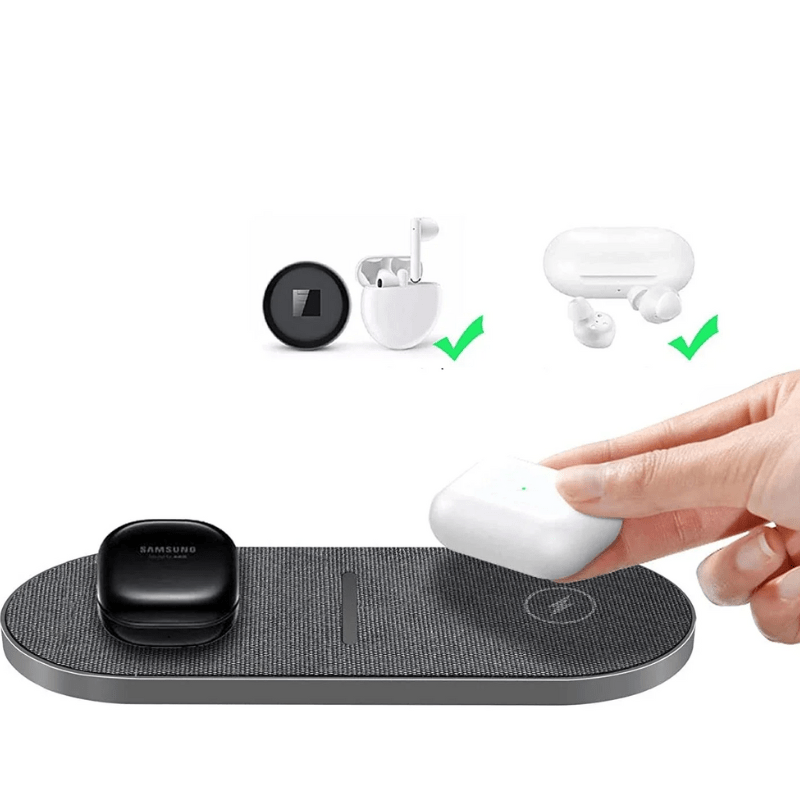 Trådløs Opladningsstation til iPhone og Samsung  iPhone 15/14/13/12/11, AirPods 3 Pro, Samsung Galaxy S23/S22/S21 - Kompakt Design