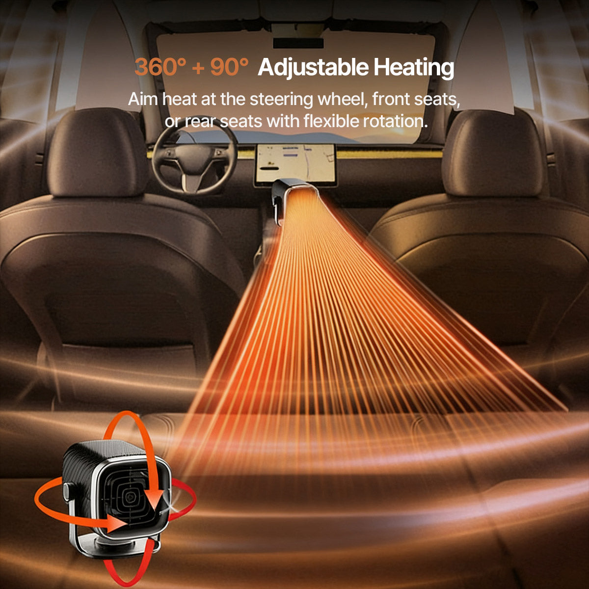 Car Heater 12V/24V – Portable Car Heater with 360° Rotating Fan