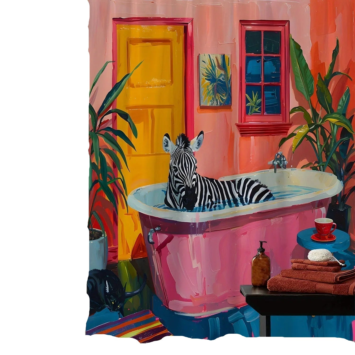 Tropisk Bruseforhæng Zebra Design til Badeværelse