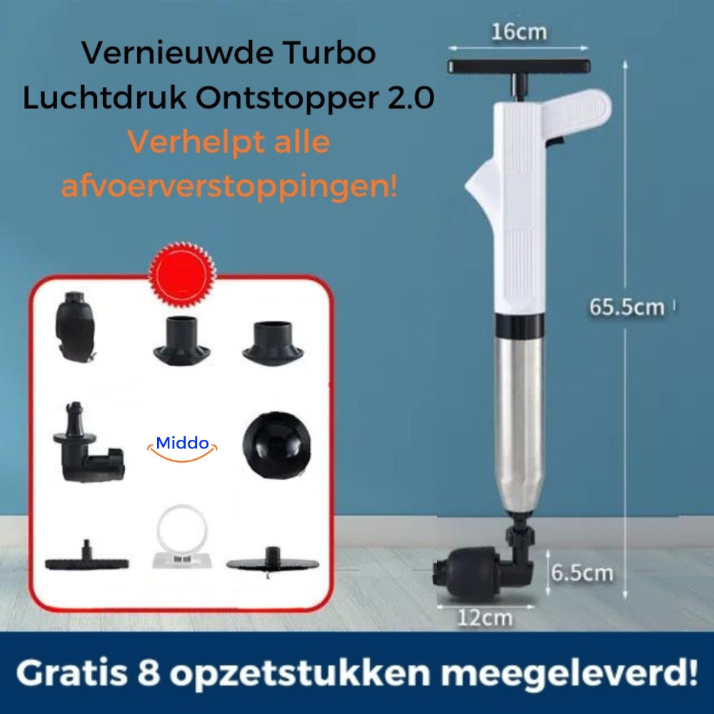 AquaLux Turbo Lufttryk Afløbsrenser 2.0™ | Effektiv løsning til alle dine afløbsstop!-zarada.dk