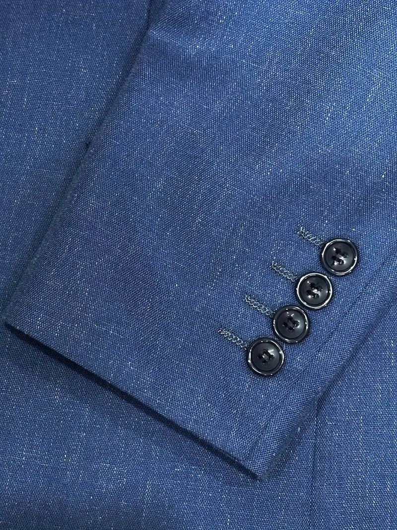 To-delt Linnedblanding Herresæt – Slim Blazer & Bukser til Forretning & Bryllupper
